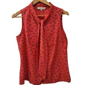 Bow Print sleeveless blouse Size MP EUC